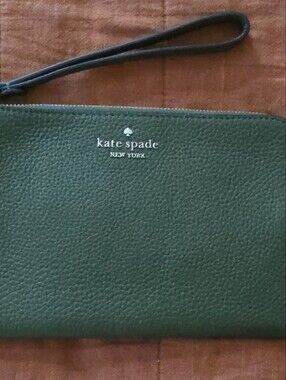 Kate Spade Green Pebbled Leather Wristlet with Strap